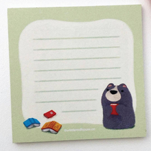 The Little Red House Bear With Books Lined Sticky Note