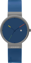 Jacob Jensen JJ644 Horloge titanium-rubber grijs-blauw 35,5 mm