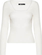 Squareneck Knitted Top Tops Knitwear Jumpers White Gina Tricot