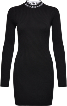 Logo Intarsia Sweater Dress Dresses Knitted Dresses Svart Calvin Klein Jeans*Betinget Tilbud