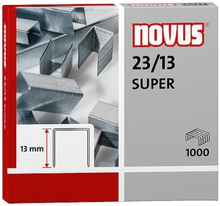 Novus 23/13 SUPER, Häftklammersats, 1,3 cm, Fixering, 1000 klammer, Stål, Rostfritt stål