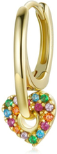 S925 Sterling Silver Real Gold-plated Heart Ear Studs Women Earrings
