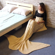 60x160cm 3 Color Yarn Knitting Mermaid Tail Blanket Warm Super Soft Bed Mat Sleep Bag Birthday Gift