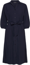Shirt Style Woven Midi Dress Knälång Klänning Navy Esprit Collection
