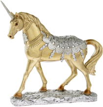 Guldfärgad Enhörning Figur med Silverfärgade Detaljer 21 cm