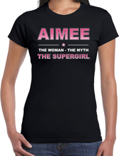 Naam cadeau t-shirt / shirt Aimee - the supergirl zwart voor dames