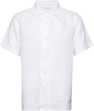 "Box Fit Short Sleeved Linen Shirt G Tops Shirts Short-sleeved White Knowledge Cotton Apparel"