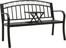 vidaXL Hagebenk med bord svart 120 cm stål