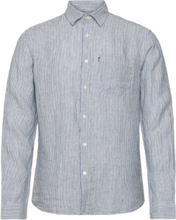 Ryan Linen Shirt Tops Shirts Casual Blue Lexington Clothing