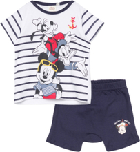 Set 2P Short + Ts Sets Sets With Short-sleeved T-shirt Marineblå Mickey Mouse*Betinget Tilbud