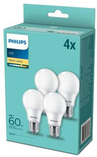 Philips: 4-pack LED E27 Normal Frost 60W 806lm