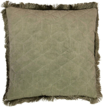 "Day Quilted Velvet Cushion Fringes Home Textiles Cushions & Blankets Cushion Covers Green DAY Home"