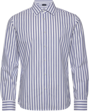 Slim Fit Striped Cotton Shirt Tops Shirts Casual Blue Mango