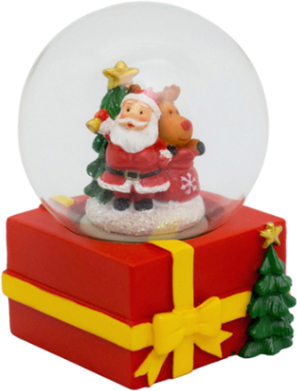 Jultomte på Paket - Liten Snöglob 7x5 cm
