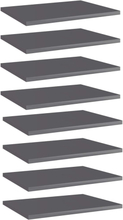 vidaXL Hylleplater 8 stk høyglans grå 40x30x1,5 cm sponplate