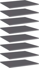 vidaXL Hylleplater 8 stk høyglans grå 60x50x1,5 cm sponplate