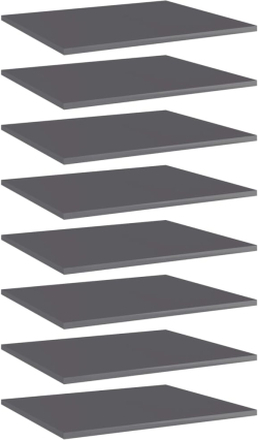 vidaXL Hylleplater 8 stk høyglans grå 60x50x1,5 cm sponplate