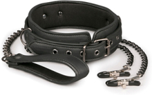 Easytoys Leather Collar With Nipple Chains Halsband med bröstklämmor