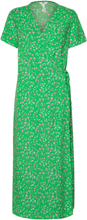 Objema Elise S/S Long Wrap Dress Rep . C Knälång Klänning Green Object