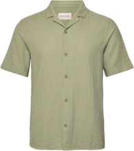 Short-Sleeved Cuban Shirt Tops Shirts Short-sleeved Khaki Green Revolution