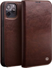 Qialino - echt lederen luxe wallet hoes - iPhone 12 Pro Max - Bruin