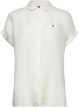 Linen Shirt Grown-On Sleeve T-shirts & Tops Short-sleeved Hvit Tommy Hilfiger*Betinget Tilbud