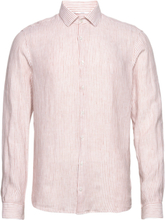 Linen Stripe Slim Shirt Shirts Linen Shirts Korall Calvin Klein*Betinget Tilbud