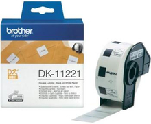 Kvadratisk etikett 23x23mm, 1000st, Svart text på vit etikett, DK-11221, Brother