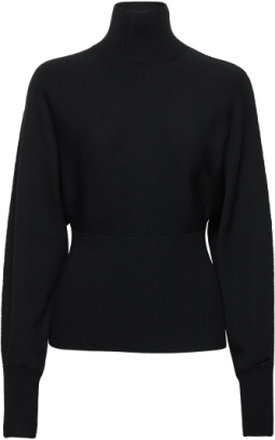 Rib Knit Dolman Waisted Sweater Tops Knitwear Turtleneck Black Calvin Klein