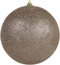 1x stuks Champagne grote kerstballen met glitter kunststof 18 cm