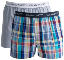 Gant 2P Cotton With Fly Boxer Shorts Lyseblå Ternet bomuld Medium Herre