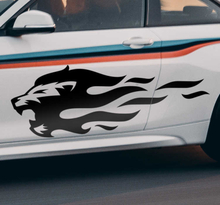 Leeuw met vuur vlammen auto zelfklevende sticker