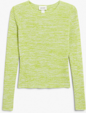 Long sleeve rib knit sweater - Green