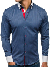 Granatowa koszula męska elegancka z długim rękawem Bolf 2790