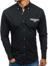 Koszula męska elegancka z długim rękawem czarna Bolf 4711