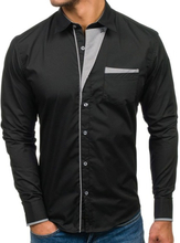 Koszula męska elegancka z długim rękawem czarna Bolf 4713