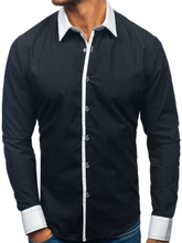Koszula męska elegancka z długim rękawem czarna Bolf 4750
