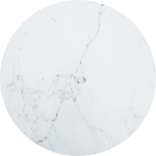 vidaXL Bordsskiva vit Ø90x1 cm härdat glas med marmortextur