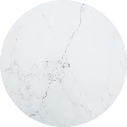 vidaXL Bordsskiva vit Ø90x1 cm härdat glas med marmortextur