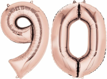 90 jaar rose gouden folie ballonnen 88 cm leeftijd/cijfer