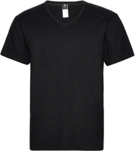 Dovre T-Shirts V-Neck Organic T-shirts Short-sleeved Svart Dovre*Betinget Tilbud