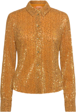 Daya, 1829 Sequins Jersey Tops Shirts Long-sleeved Gold STINE GOYA