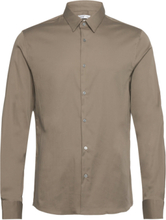 Super Slim-Fit Poplin Suit Shirt Tops Shirts Business Green Mango