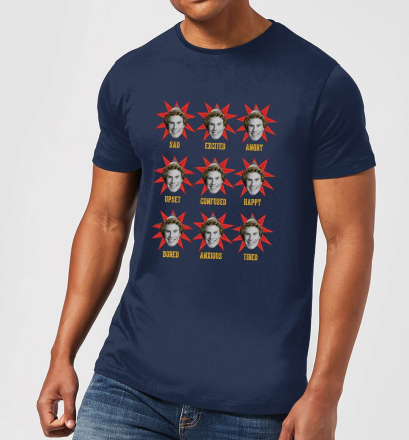 Elf Faces Men's Christmas T-Shirt - Navy - XXL