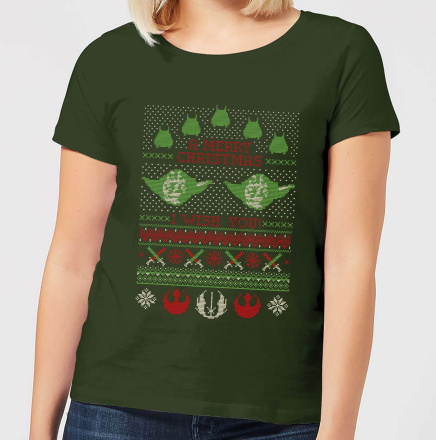 Star Wars Merry Christmas I Wish You Knit Women's Christmas T-Shirt - Forest Green - XL - Forest Green