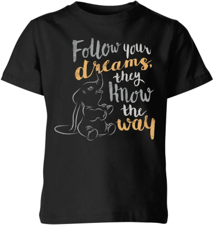 Dumbo Follow Your Dreams Kids' T-Shirt - Black - 5-6 Years