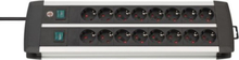 Premium-Duo-Alu-Line stikdåse 2x8 schuko udtag M/J, 3M ledn.,sort