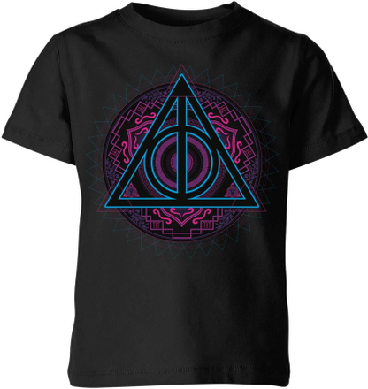 Harry Potter Deathly Hallows Neon Kids' T-Shirt - Black - 5-6 Years