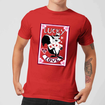 Looney Tunes Lucky In Love Pepe Le Pew Men's T-Shirt - Red - L - Red