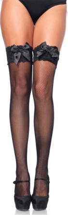 Leg Avenue Lace Top Fishnet Thigh Highs One Size Stay-up netstrømper